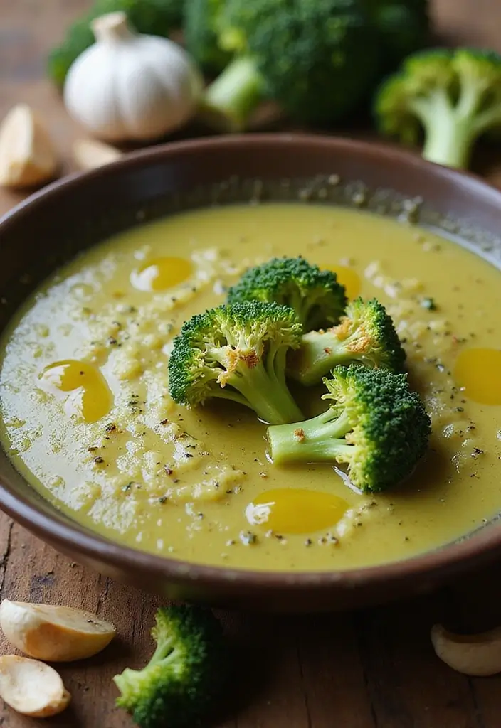 10 Creamy Broccoli Soup Recipes That Are Healthy and Velvety - 3. Roasted Garlic and Broccoli Soup