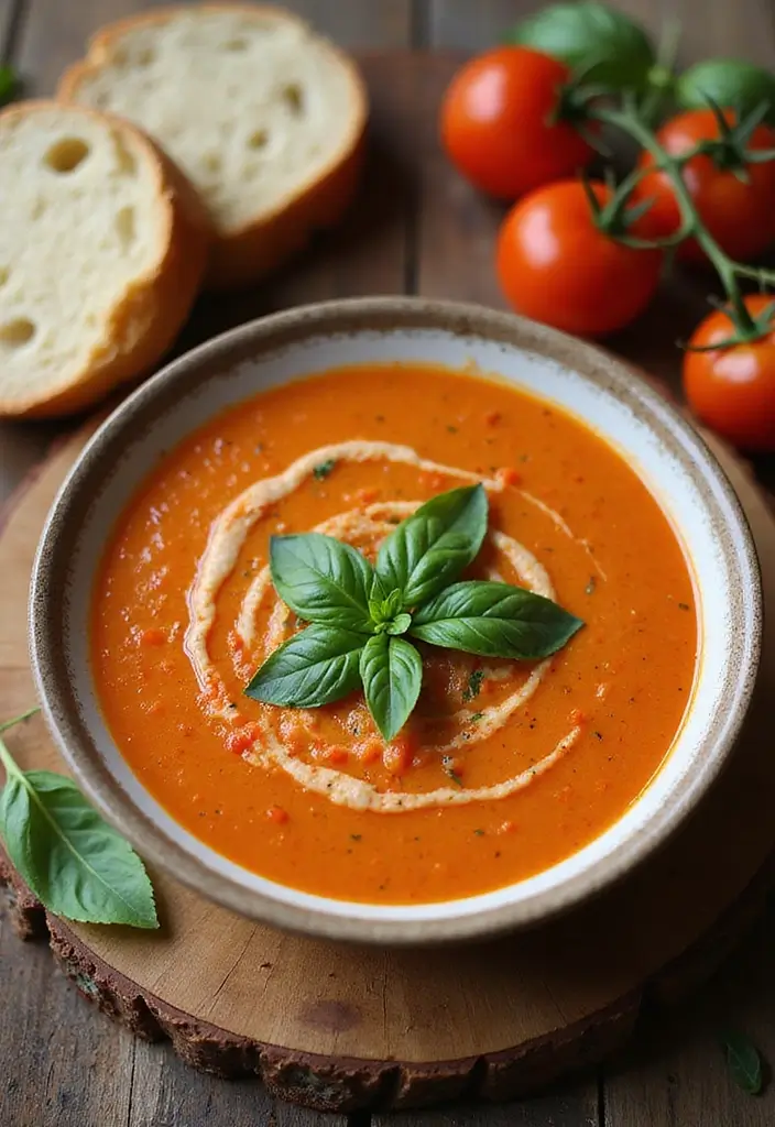 10 Hearty Plant-Based Vegetarian Soup Recipes for Meal Prep - 1. Creamy Vegan Tomato Basil Soup