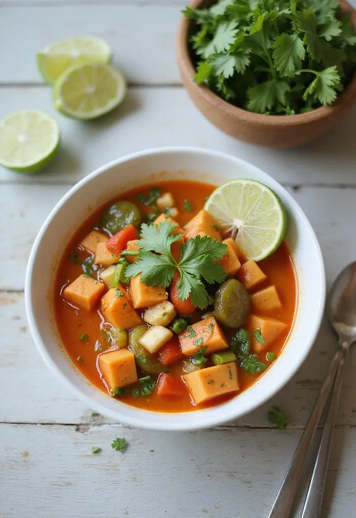 10 Hearty Plant-Based Vegetarian Soup Recipes for Meal Prep - 7. Thai Coconut Vegetable Soup
