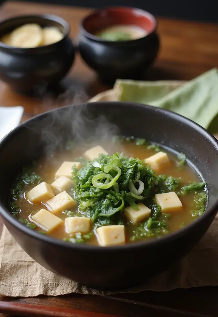 10 Hearty Plant-Based Vegetarian Soup Recipes for Meal Prep - 8. Miso Soup with Tofu and Greens