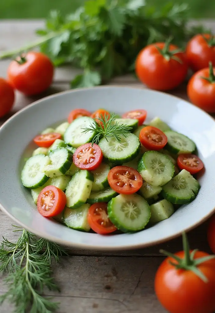 10 Light Summer Salad Recipes to Savor the Season - 8. Cucumber and Tomato Salad with Dill