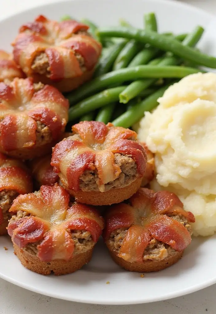 Adorable Mini Meatloaf Recipes: Individual Servings for Easy Dinners - 7. Bacon-Wrapped Mini Meatloaf Muffins