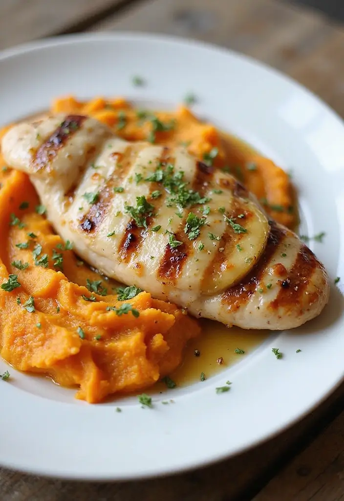 Balanced Chicken Sweet Potato Recipes: Protein and Veggie Combos - 1. Lemon-Herb Grilled Chicken with Sweet Potato Mash
