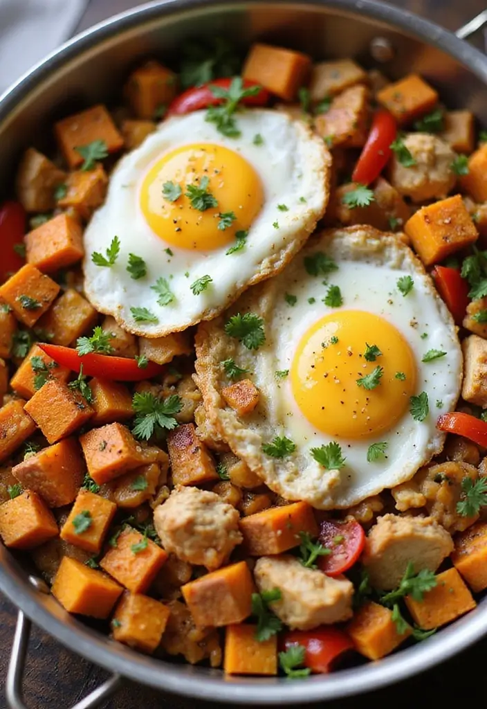 Balanced Chicken Sweet Potato Recipes: Protein and Veggie Combos - 10. Chicken Sweet Potato Breakfast Hash