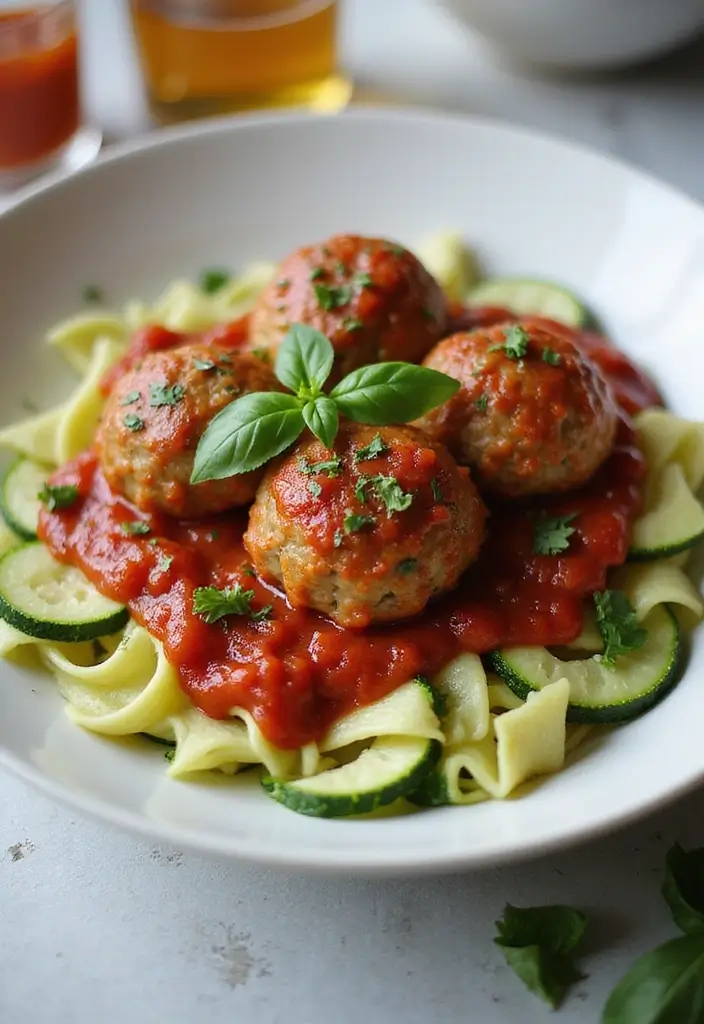 Balanced Macro Friendly Recipes: Trackable Nutrition Meals - 2. Zucchini Noodles with Turkey Meatballs