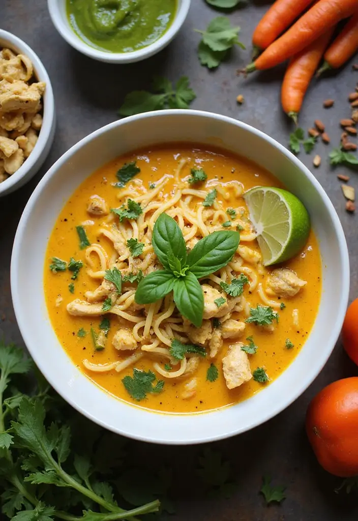 Classic Chicken Noodle Soup Recipes: Soothing Remedies for Any Day - 4. Coconut Curry Chicken Noodle Soup