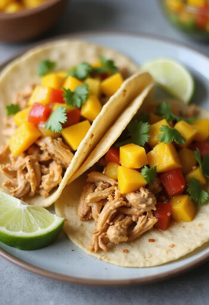 Convenient Recipes with Rotisserie Chicken: Quick Meal Hacks - 6. Chicken Tacos with Mango Salsa