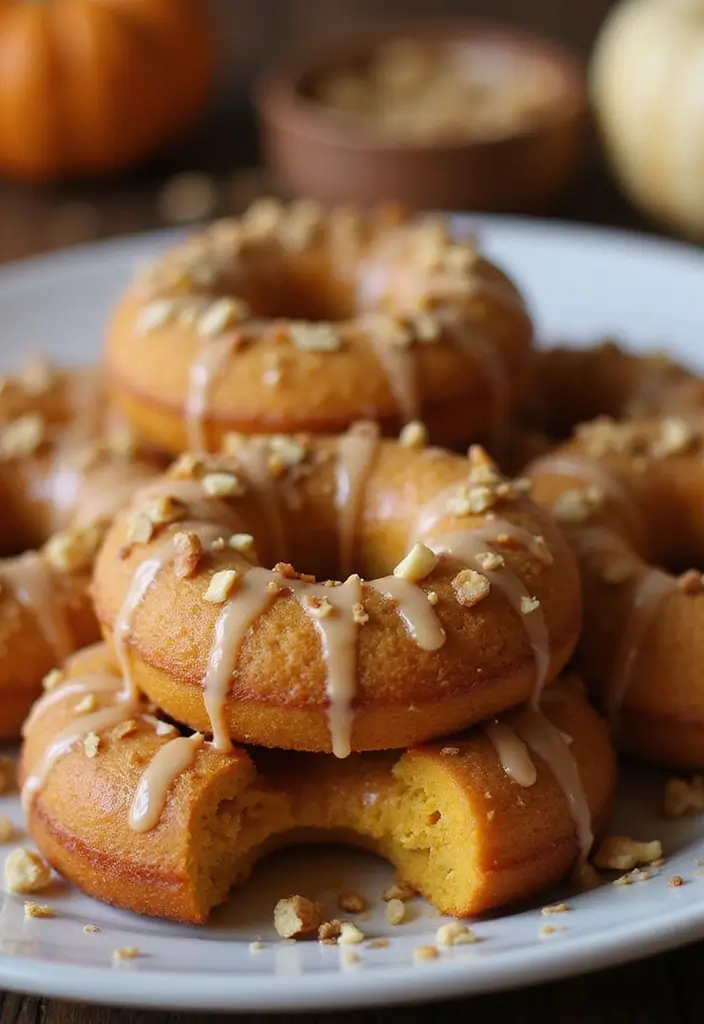 Cozy Fall Dessert Recipes: Pumpkin and Apple Infusions - 10. Maple-Glazed Pumpkin Donuts
