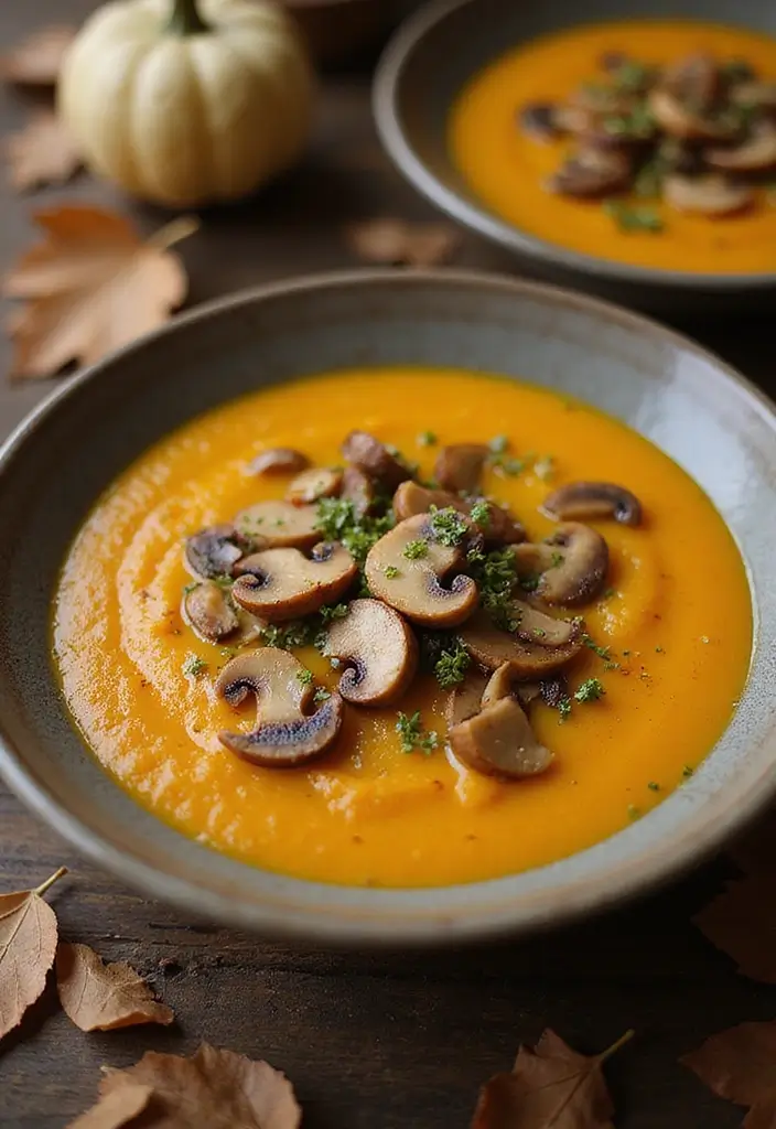 Creamy Butternut Squash Soup Recipes: Fall Harvest Bowls - 10. Butternut Squash & Mushroom Soup