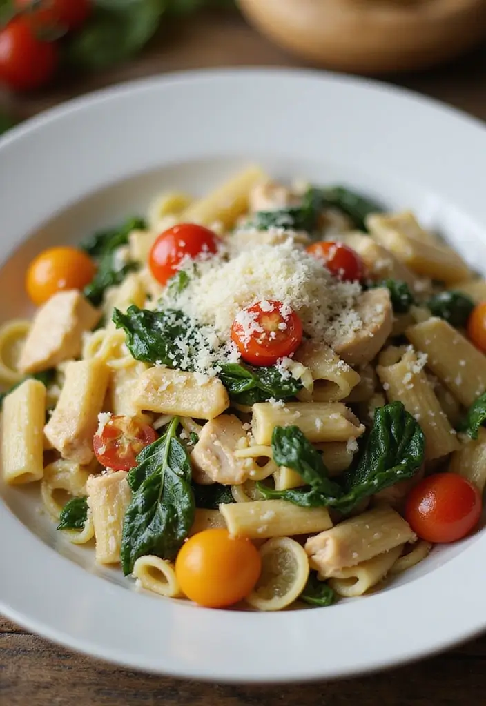 Creative Leftover Chicken Recipes: Transform Yesterday's Meal - 1. Savory Chicken and Spinach Pasta