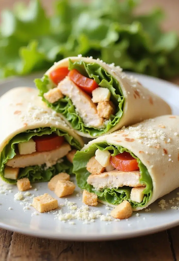 Creative Leftover Chicken Recipes: Transform Yesterday's Meal - 4. Chicken Caesar Salad Wraps