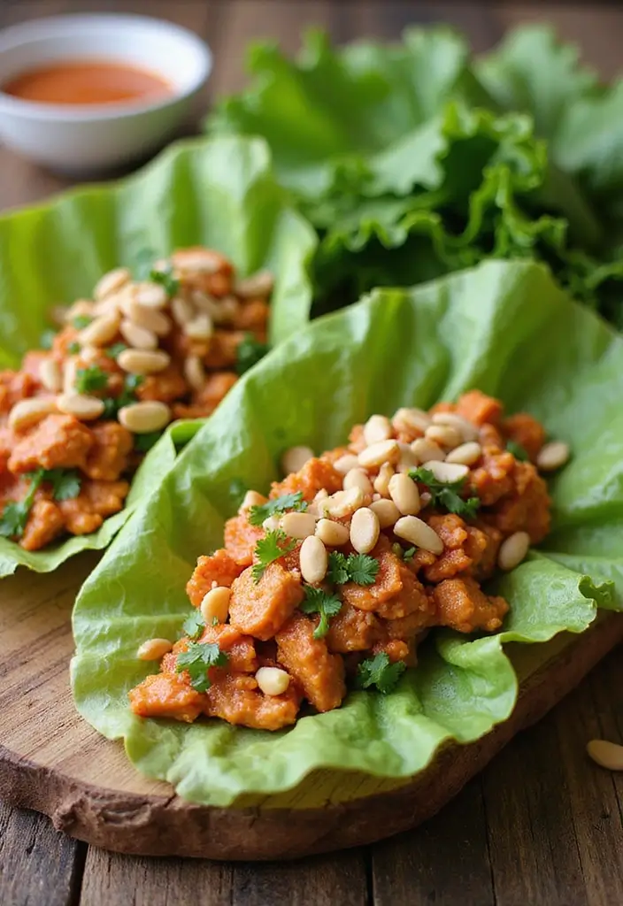 Creative Leftover Chicken Recipes: Transform Yesterday's Meal - 7. Thai Chicken Lettuce Wraps