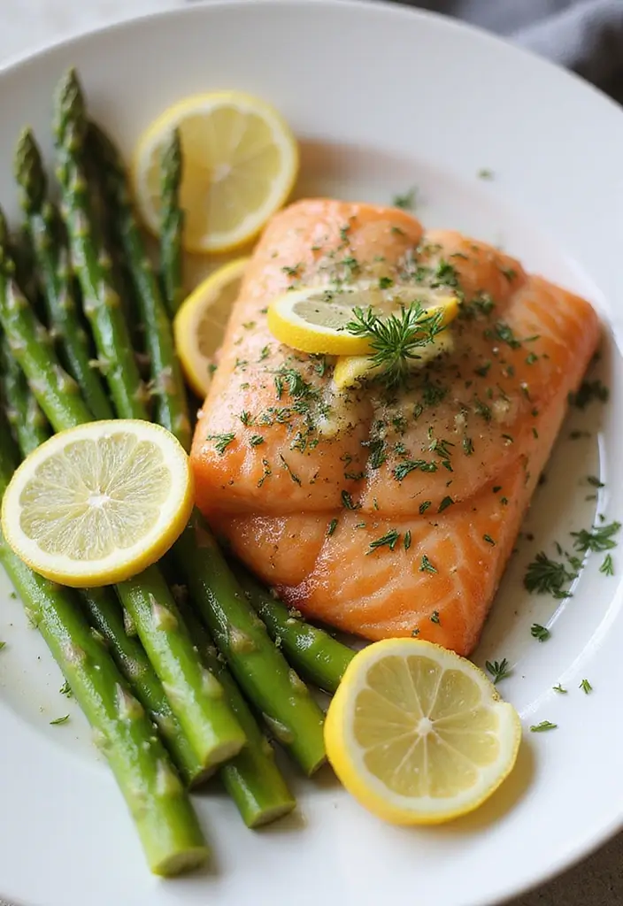 Crispy Air Fryer Salmon Recipes: Healthy Omega-3 Boosts - 3. Lemon Dill Air Fryer Salmon with Asparagus