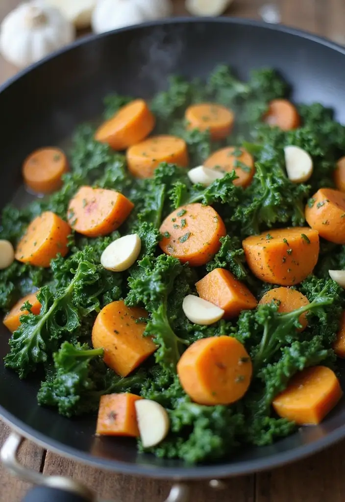 Crispy Roasted Sweet Potato Recipes: Simple Side Dish Stars - 7. Sweet Potato and Kale Stir-Fry