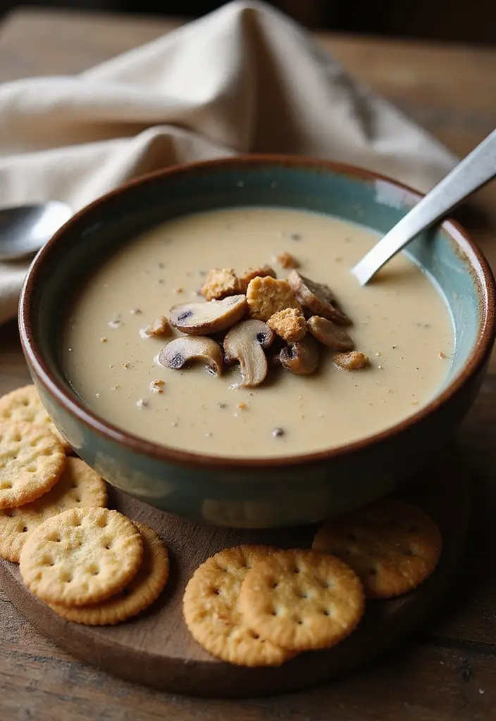 Crunchy Ritz Cracker Recipes: Casseroles and Toppings - 10. Creamy Mushroom Ritz Cracker Soup