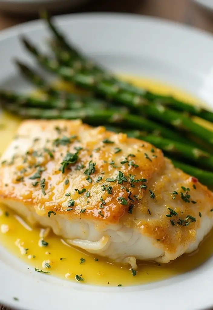 Delicate Sea Bass Recipes: Pan-Seared Seafood Delights - 6. Garlic Butter Sea Bass with Asparagus