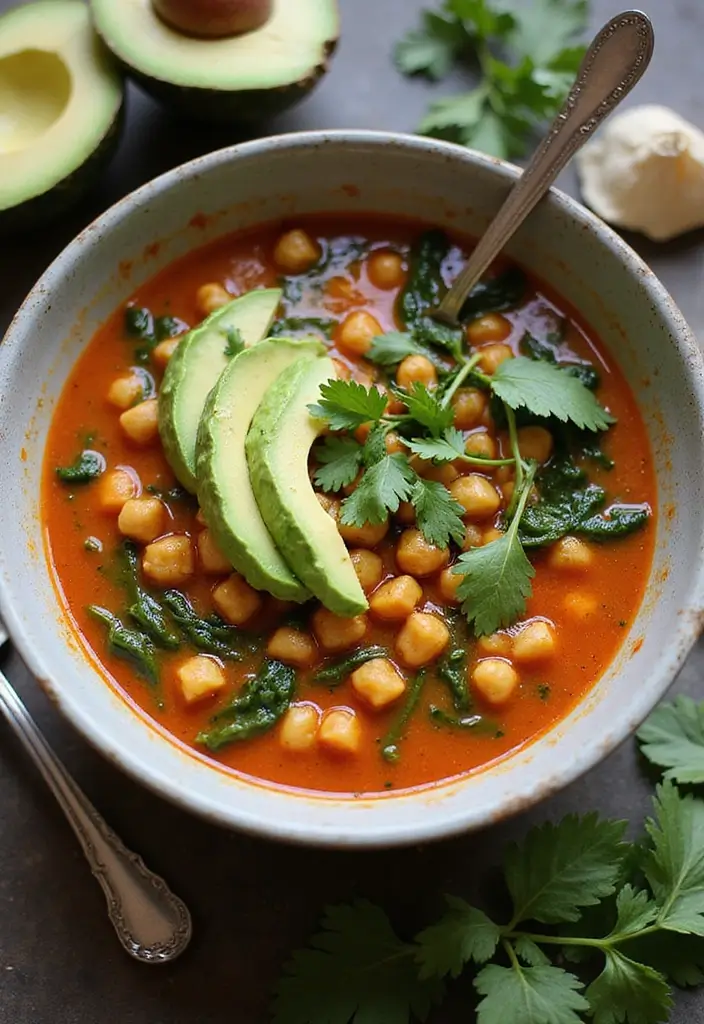 Easy Healthy Crockpot Soup Recipes to Warm Your Soul This Season - 7. Spicy Chickpea & Spinach Soup