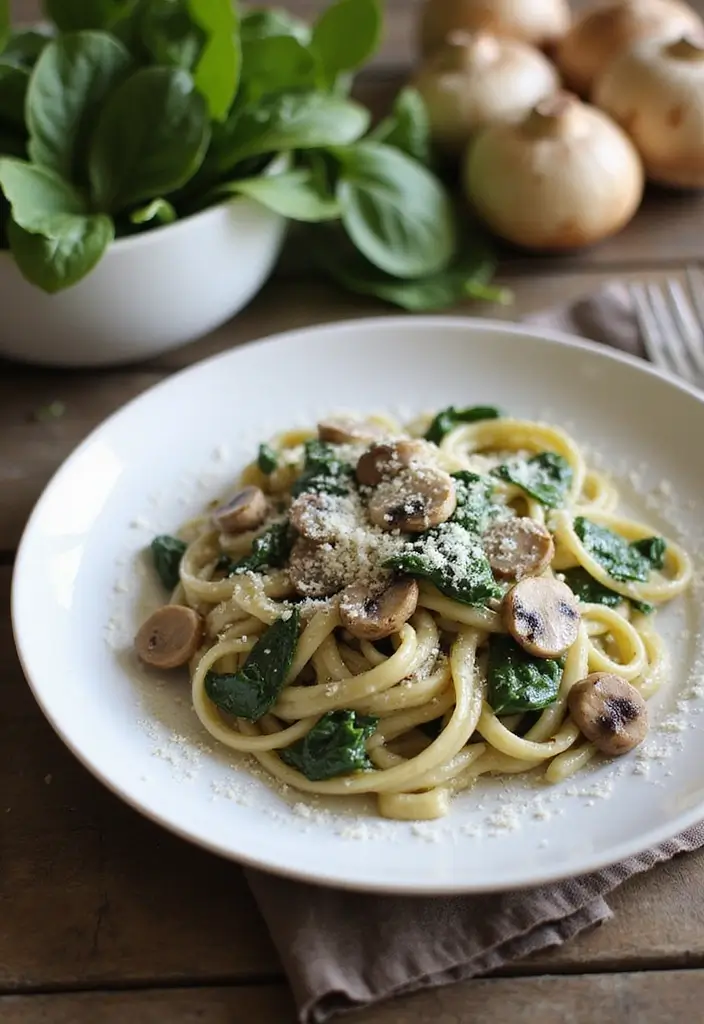 Effortless Easy Pasta Recipes: Weeknight Dinners in a Flash - 3. Creamy Spinach and Mushroom Pasta