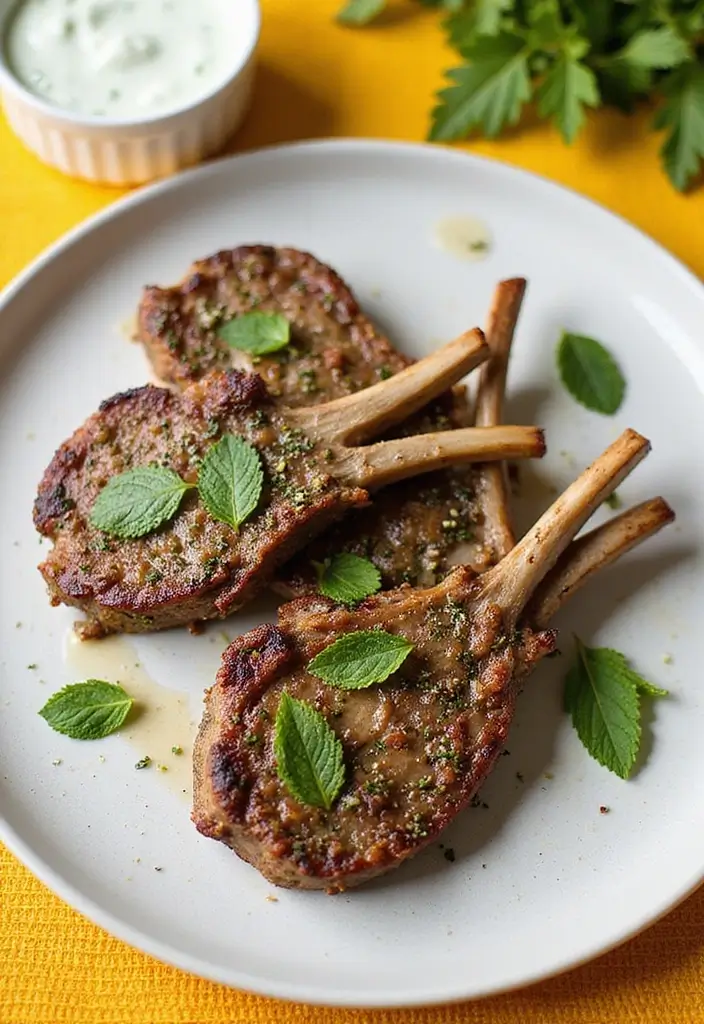 Elegant Lamb Chop Recipes: Herb-Crusted Grills - 4. Garlic and Mint Crust Lamb Chops