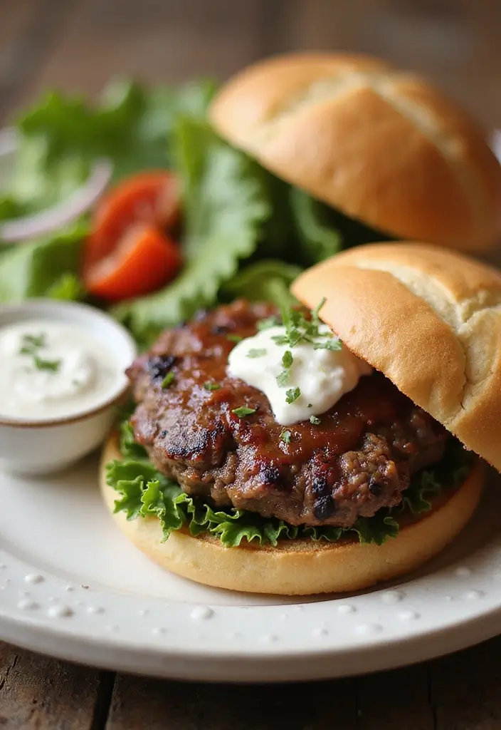 Exotic Ground Lamb Recipes: Middle Eastern Inspired Dishes - 2. Greek Lamb Burgers with Tzatziki