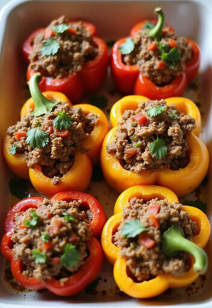 Exotic Ground Lamb Recipes: Middle Eastern Inspired Dishes - 8. Spiced Lamb and Vegetable Stuffed Peppers