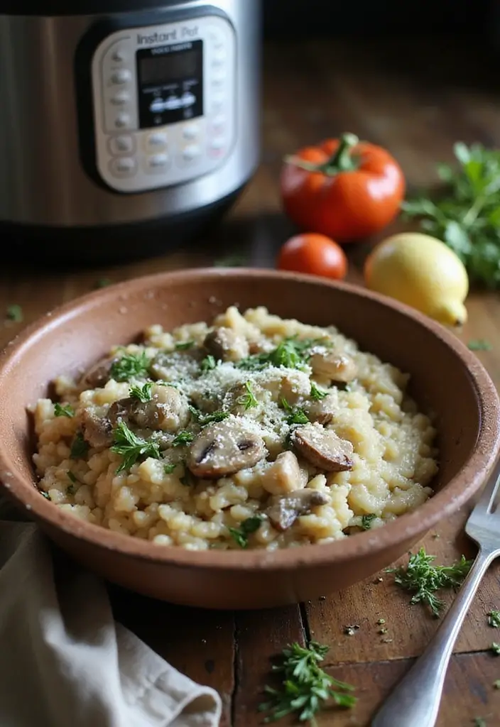 Fast Pressure Cooker Recipes: Instant Pot Wonders for Busy Families - 4. Creamy Mushroom Risotto