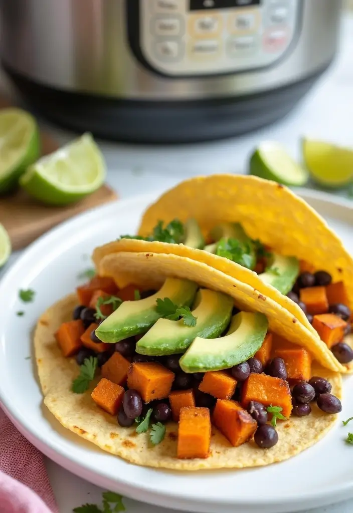 Fast Pressure Cooker Recipes: Instant Pot Wonders for Busy Families - 5. Sweet Potato and Black Bean Tacos