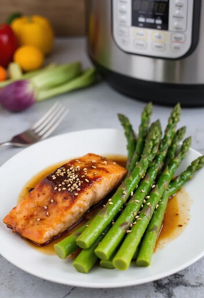 Fast Pressure Cooker Recipes: Instant Pot Wonders for Busy Families - 6. Teriyaki Salmon with Asparagus