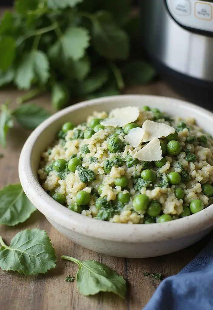 Fast Pressure Cooker Recipes: Instant Pot Wonders for Busy Families - 7. Instant Pot Risotto with Spinach and Peas