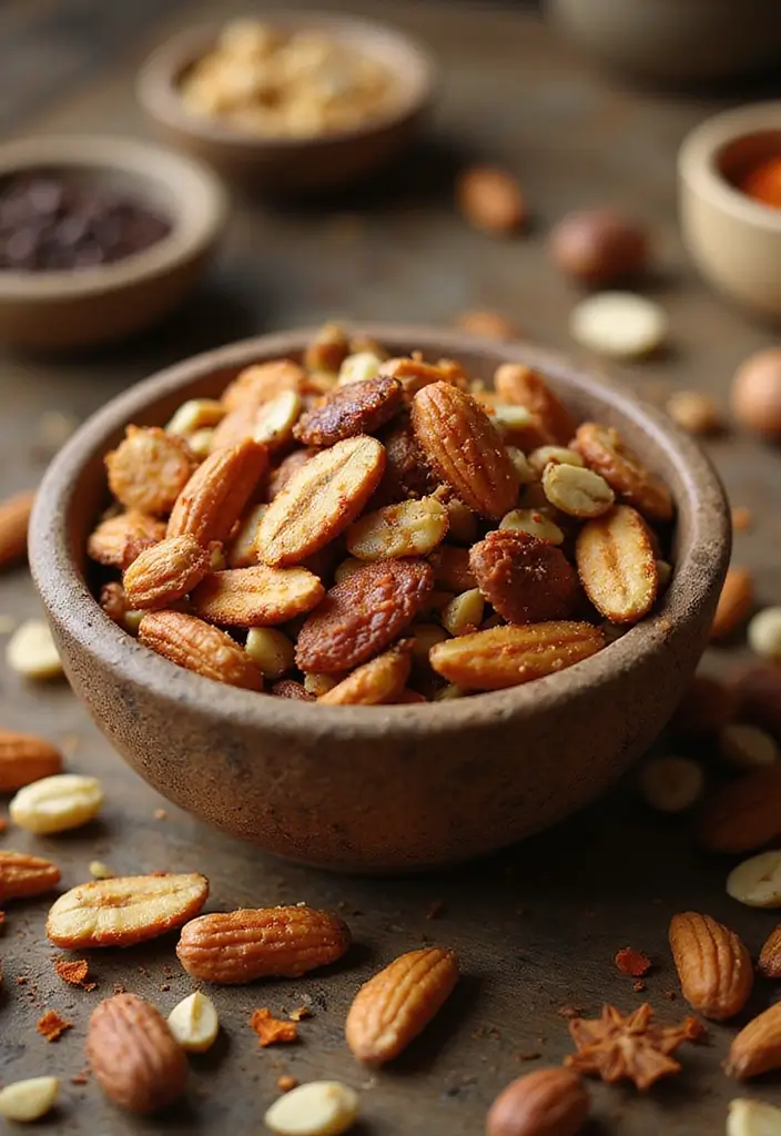Fiery Spicy Snacks Recipes: Heat-Lovers' Munchies - 7. Zesty Spicy Nut Mix