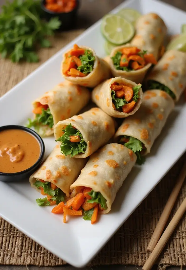 Fiery Spicy Snacks Recipes: Heat-Lovers' Munchies - 9. Spicy Veggie Spring Rolls