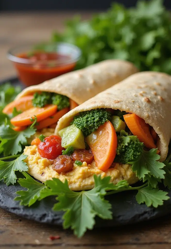 Flexible Tortilla Wrap Recipes: Lunchtime Roll-Ups - 10. Hummus and Veggie Wrap