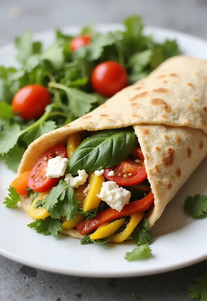 Flexible Tortilla Wrap Recipes: Lunchtime Roll-Ups - 2. Mediterranean Veggie Wrap