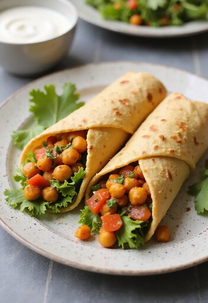 Flexible Tortilla Wrap Recipes: Lunchtime Roll-Ups - 3. Spicy Chickpea Wrap