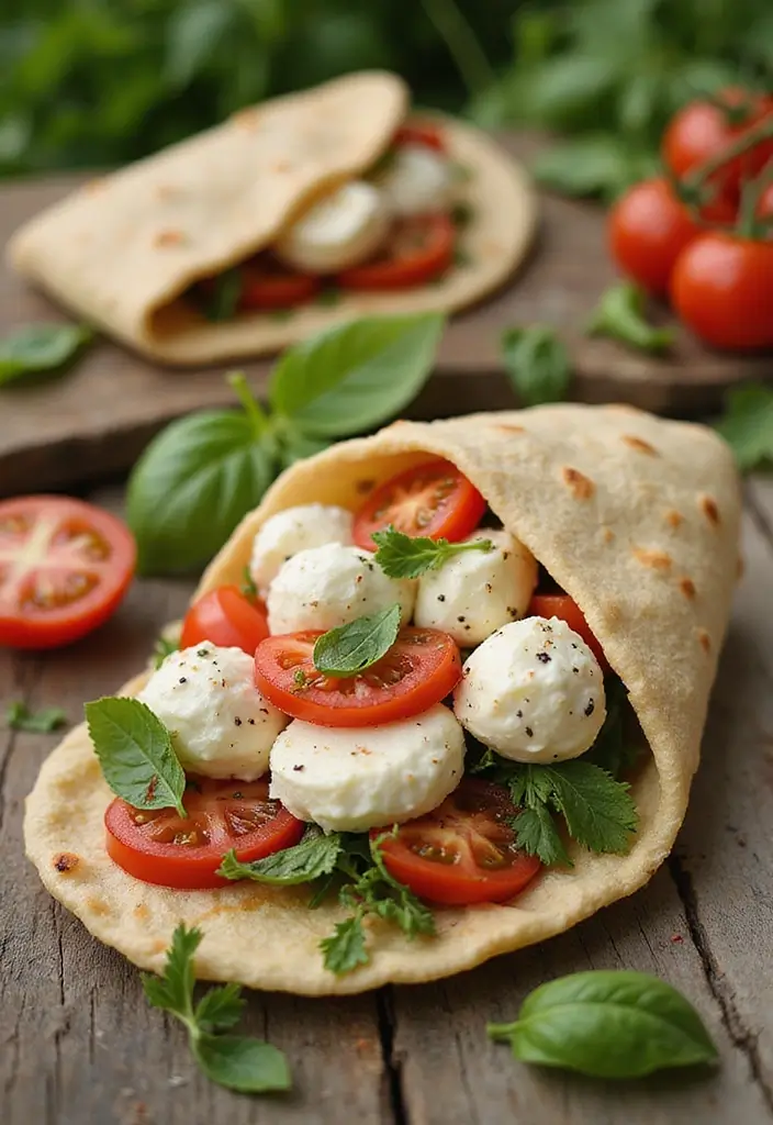 Flexible Tortilla Wrap Recipes: Lunchtime Roll-Ups - 5. Caprese Tortilla Roll-Up