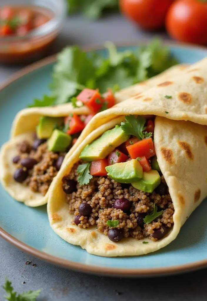 Flexible Tortilla Wrap Recipes: Lunchtime Roll-Ups - 6. Quinoa and Black Bean Wrap