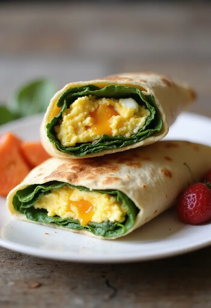 Flexible Tortilla Wrap Recipes: Lunchtime Roll-Ups - 7. Breakfast Wrap with Eggs and Spinach