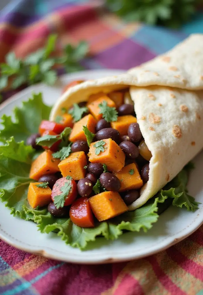 Flexible Tortilla Wrap Recipes: Lunchtime Roll-Ups - 8. Sweet Potato and Black Bean Wrap