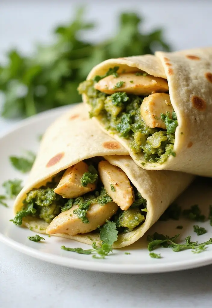 Flexible Tortilla Wrap Recipes: Lunchtime Roll-Ups - 9. Pesto Chicken Wrap