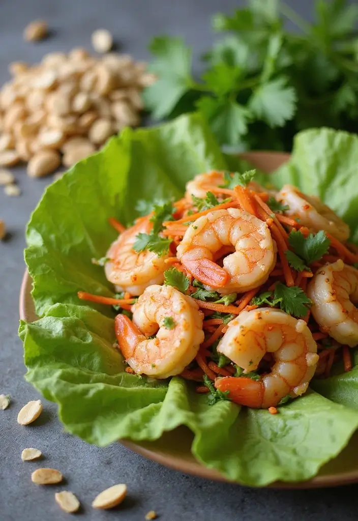 Fresh Lettuce Salad Recipes: Light and Crisp Ideas for Any Meal - 2. Thai Shrimp Lettuce Wrap Salad