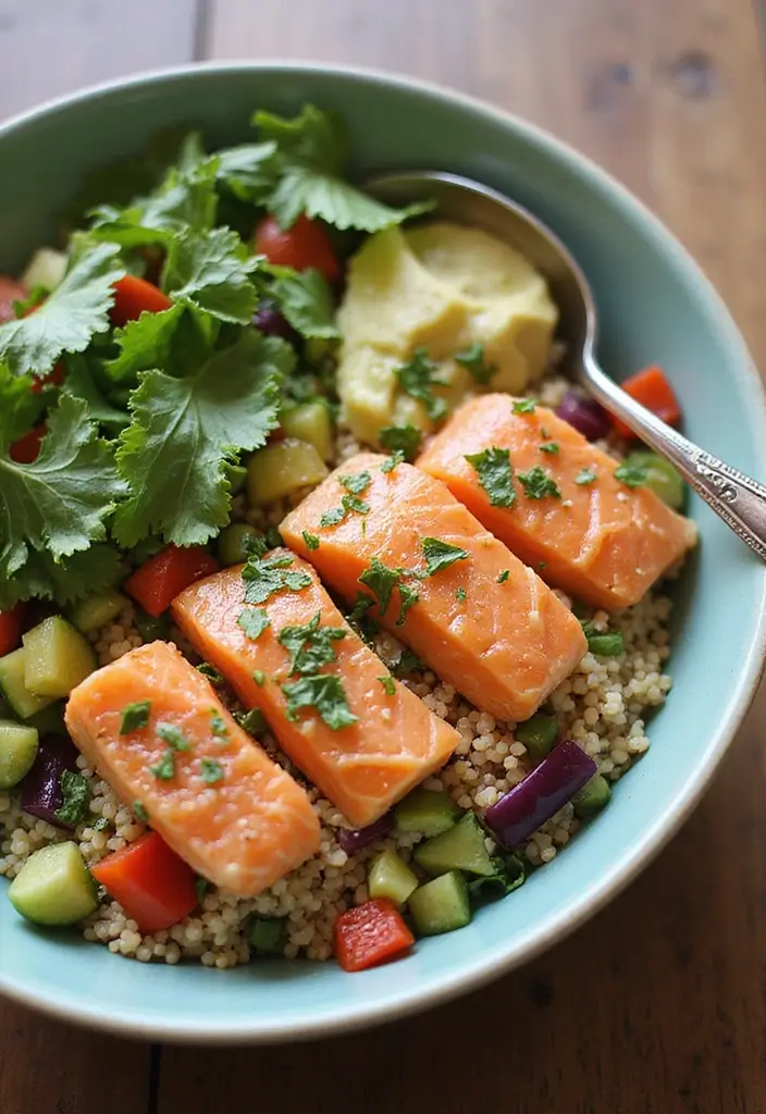 Fresh Salmon Salad Recipes: Omega-Rich Lunch Ideas - 4. Quinoa and Salmon Salad Bowl