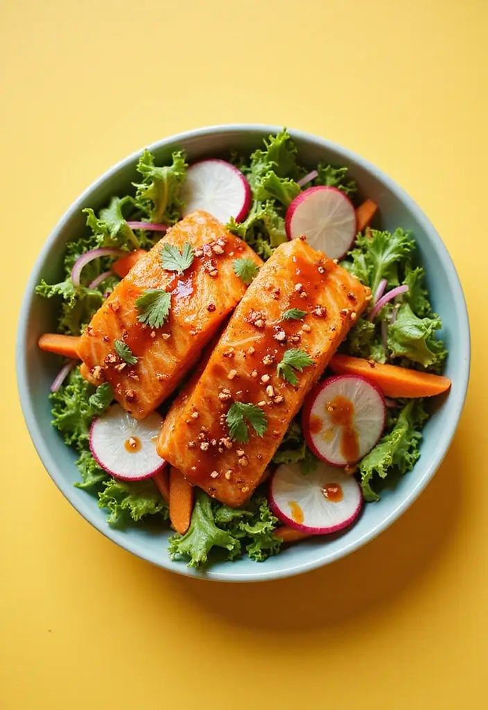 Fresh Salmon Salad Recipes: Omega-Rich Lunch Ideas - 6. Spicy Salmon Salad with Sriracha Dressing
