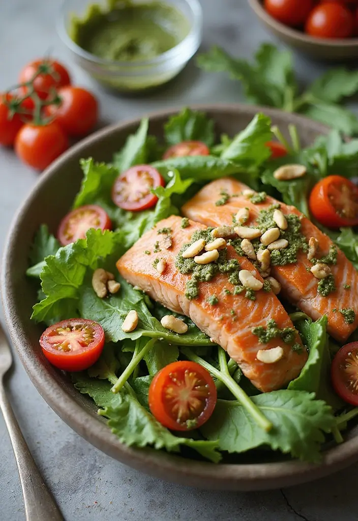 Fresh Salmon Salad Recipes: Omega-Rich Lunch Ideas - 7. Pesto Salmon Salad