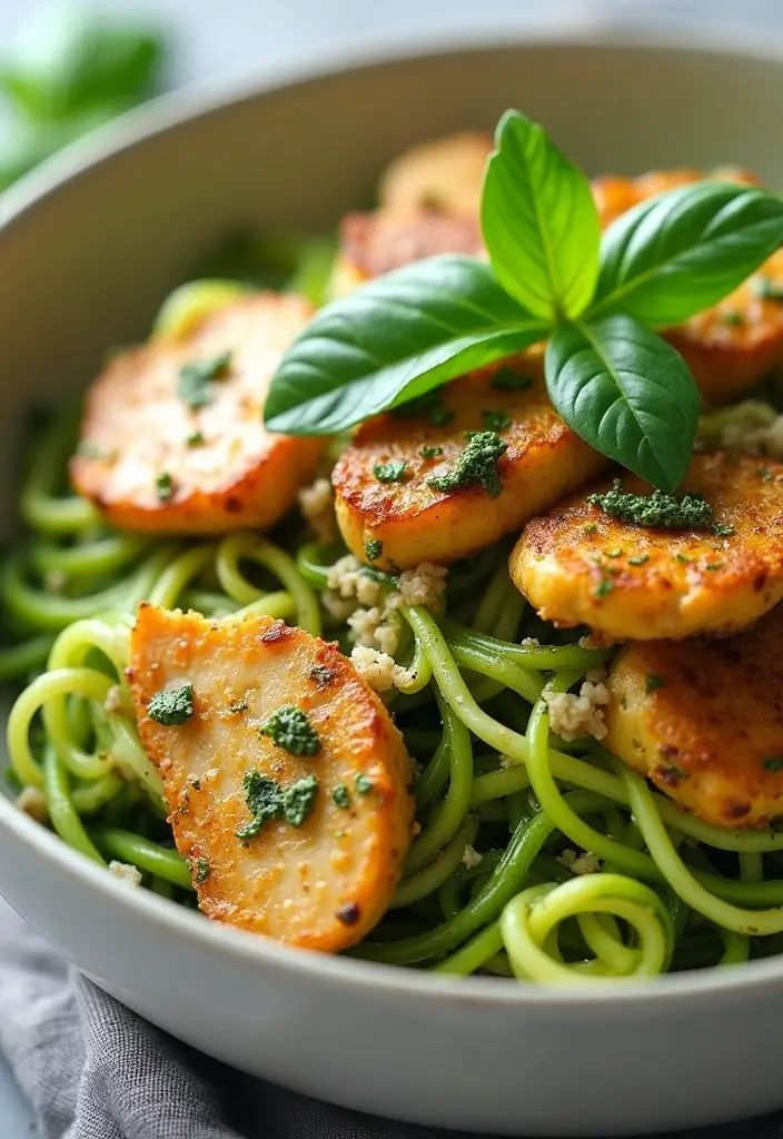 Fueling High Protein Low Carb Recipes: Healthy and Satisfying Options - 2. Zucchini Noodles with Pesto Chicken
