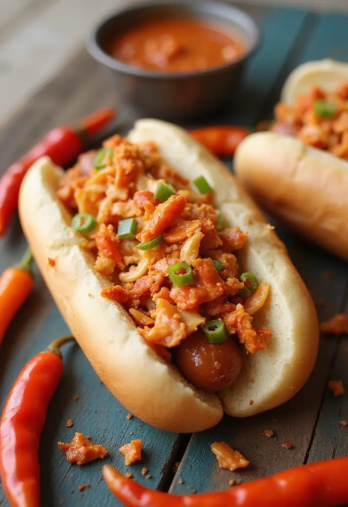 Fun Hot Dog Recipes: Gourmet Toppings and Wraps - 10. The Spicy Sriracha Dog