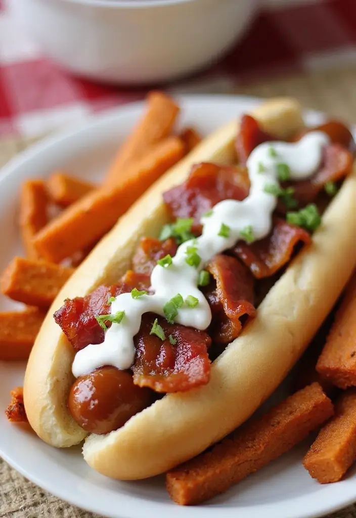 Fun Hot Dog Recipes: Gourmet Toppings and Wraps - 5. The BBQ Bacon Ranch Dog