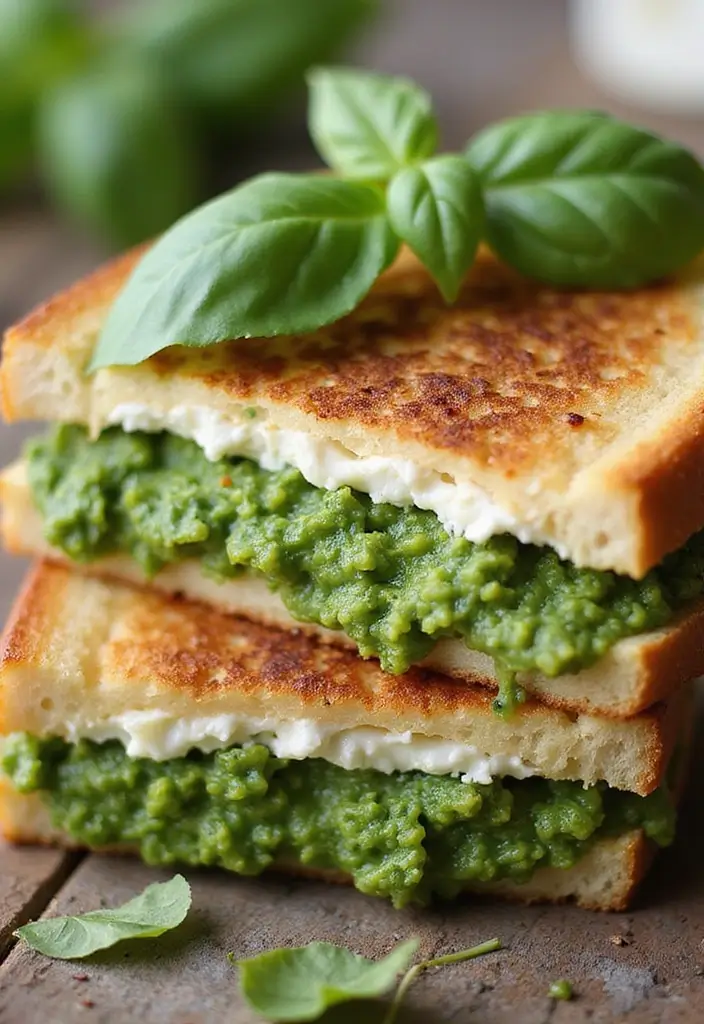 Gooey Grilled Cheese Recipes: Elevated Twists on a Childhood Favorite - 6. Pesto and Goat Cheese Grilled Cheese