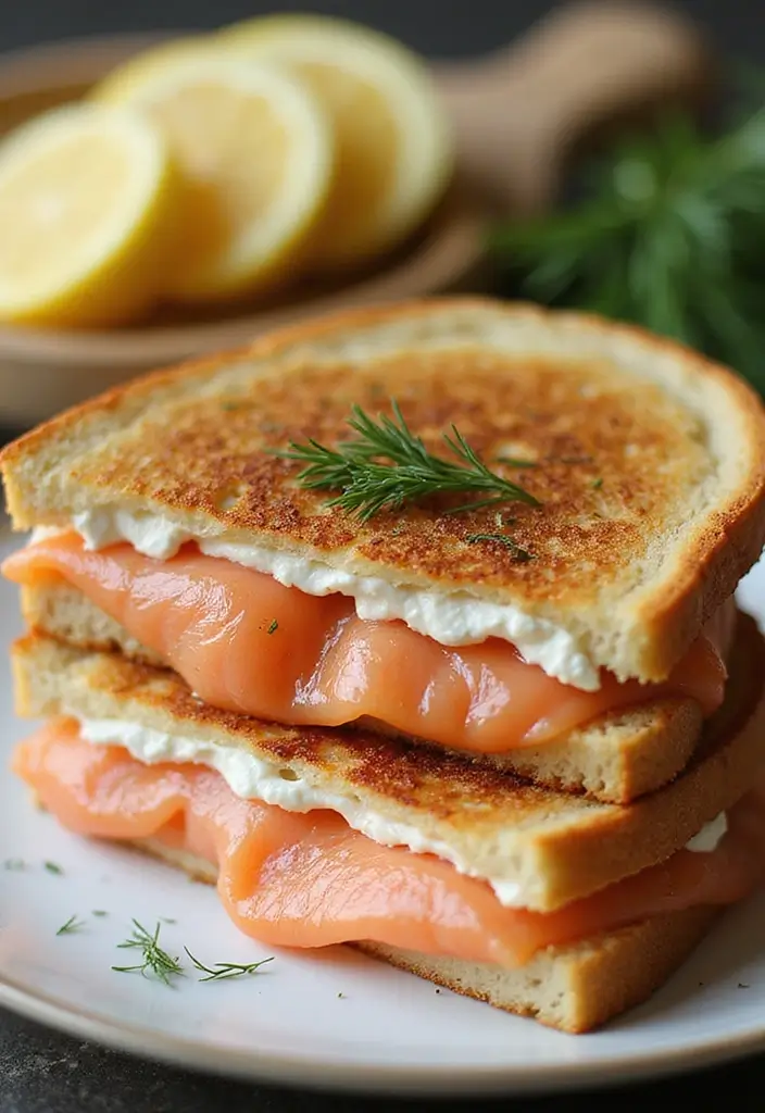 Gooey Grilled Cheese Recipes: Elevated Twists on a Childhood Favorite - 9. Smoked Salmon and Cream Cheese Grilled Cheese