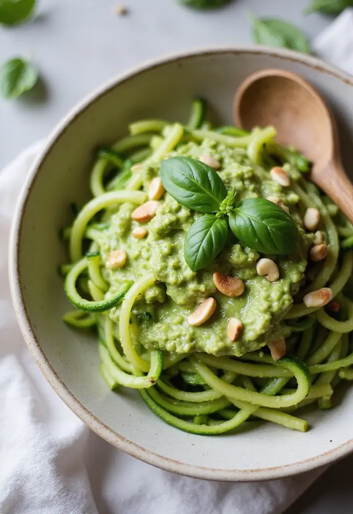 Guilt-Free Healthy Pasta Recipes: Veggie-Loaded Twists - 1. Zucchini Noodles with Avocado Pesto