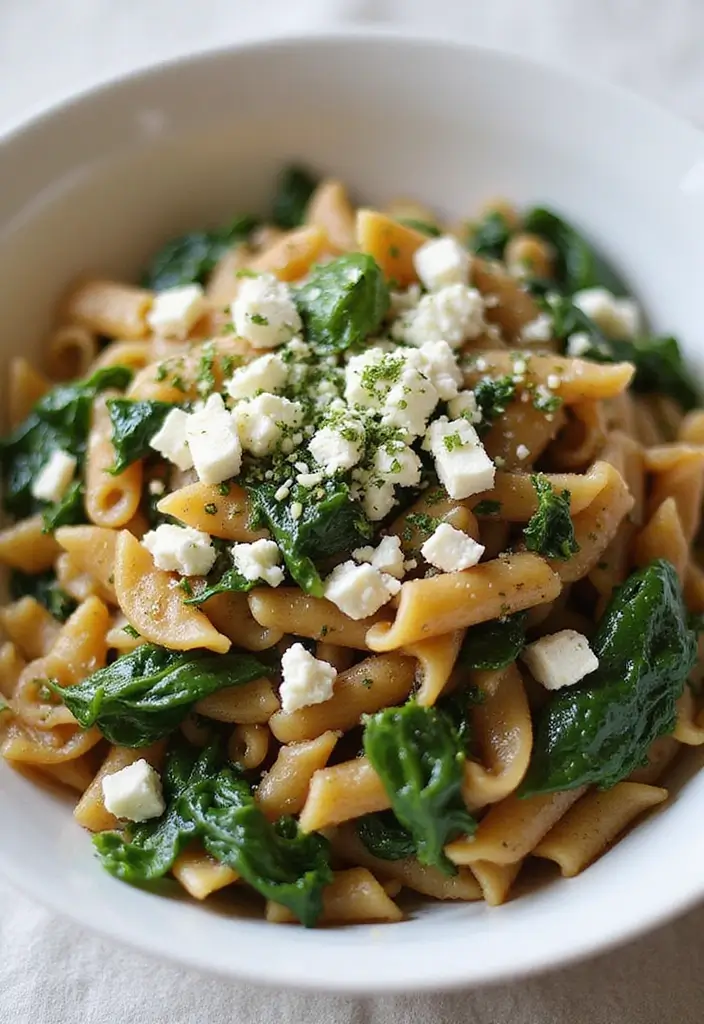 Guilt-Free Healthy Pasta Recipes: Veggie-Loaded Twists - 5. Lentil Pasta with Spinach and Feta